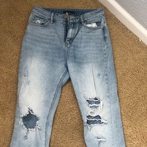 distressed denim jeans